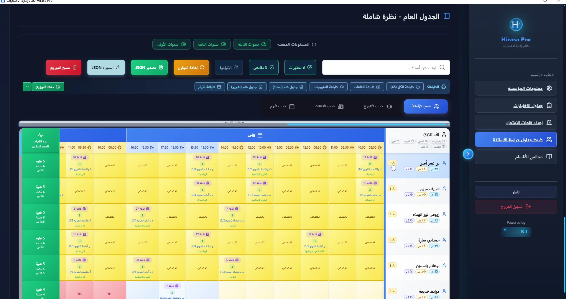 توزيع الأساتذة على الحراسة