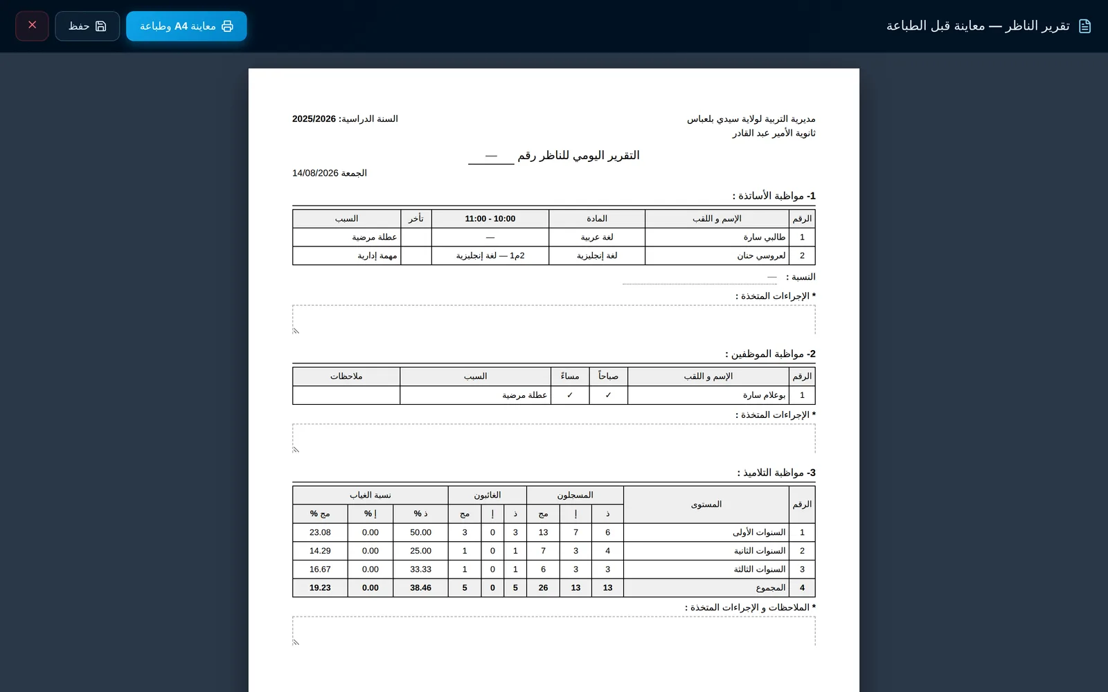 تقرير الناظر